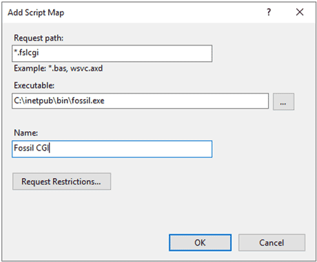 IIS script map dialog